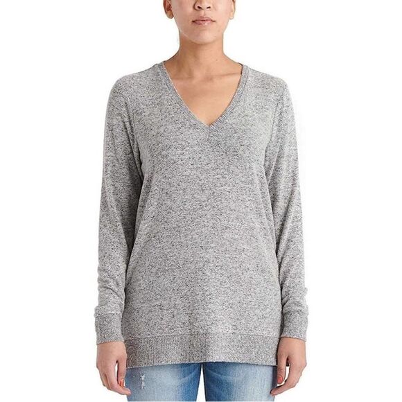 Lucky Brand V Neck Long Sleeve Pullover Heather Gray Sweater Women Size XXL - Picture 2 of 14